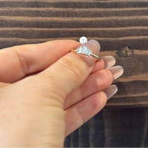 Elegant 14K Gold Plated Crown Diamond Ring